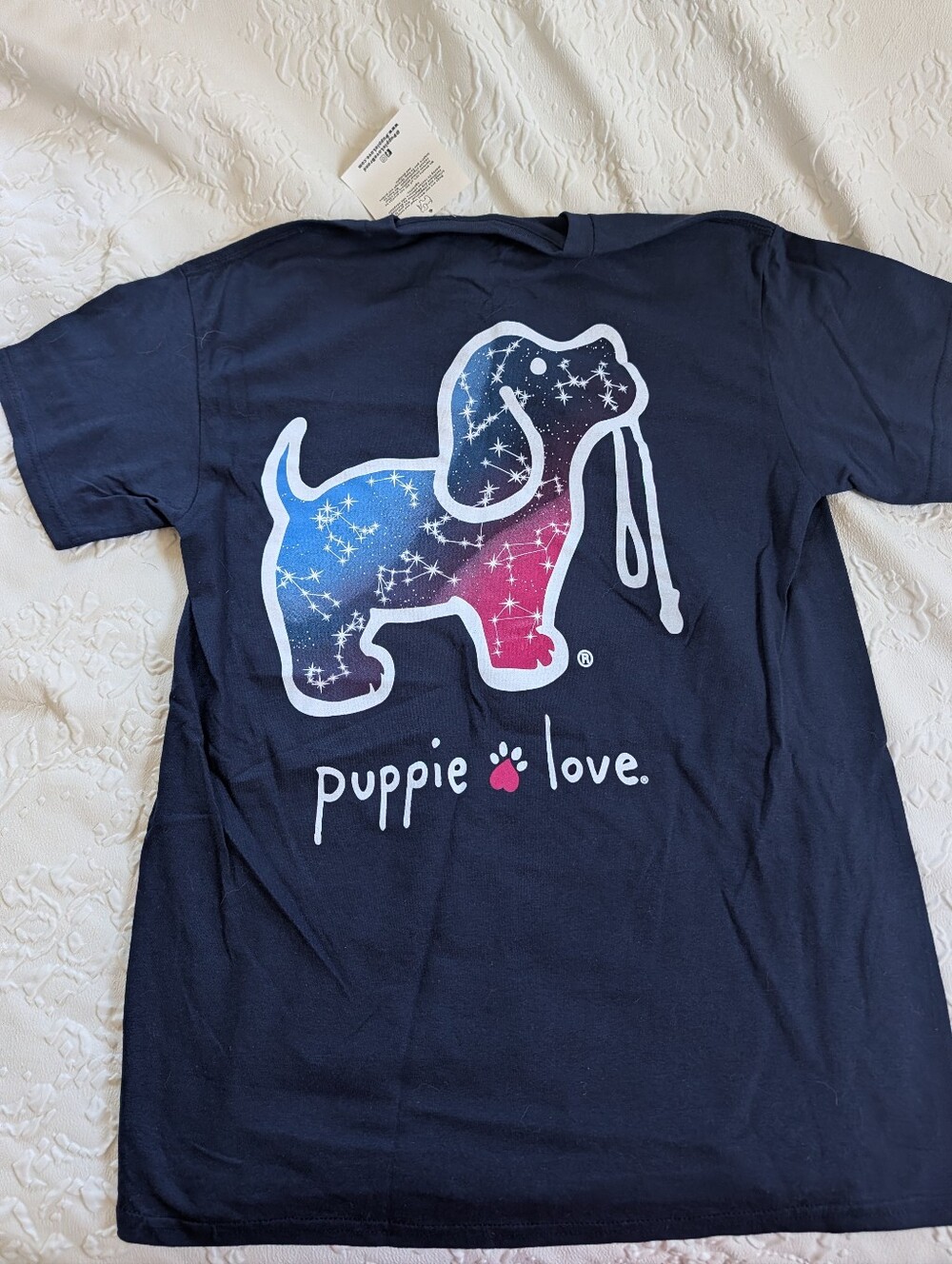 NWT Puppie Love Galaxy Tshirt In Navy. Size Medium.